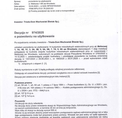 OTRZYMALIŚMY DECYZJĘ O  POZWOLENIU NA UŻYTKOWANIE DLA INWESTYCJI LIPA PIOTROWSKA